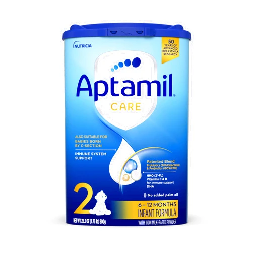 Aptamil Care Stage 2, Milk Based Powder Infant Formula for 6+ Months, Also for C-section born babies, with DHA & ARA, Omega 3 & 6, Prebiotics, Contains No Palm Oil, 28.2 Ounces, Packaging May Vary