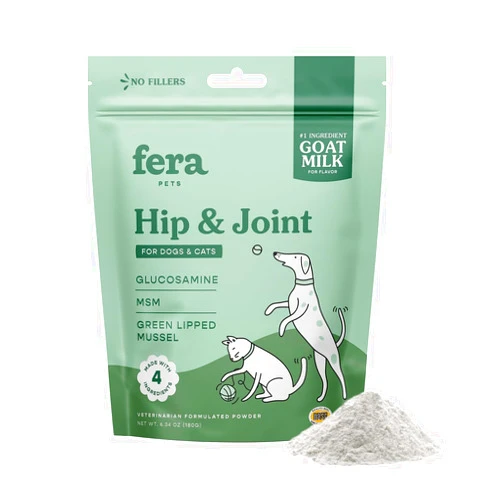 Fera Pet Organics Hip & Joint Goat Milk Cat & Dog – Vet Created - Joint Supplement for Dogs & Cats – Glucosamine for Dogs & Cats, MSM- 60 Servings