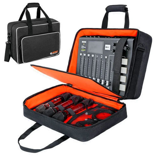 LEFOR·Z Large Audio Mixer Travel Case Compatible with RODECaster Pro,RODECaster Pro II,TC-Helicon GoXLR,Podcast Mixer Case Protective DJ Mixer Storage Bag for Microphones and More Podcast Equipment