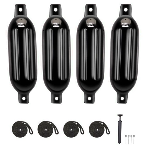 KEMIMOTO Boat Fenders Boat Bumpers for 15-35ft Boat, 4 Pack Inflatable Boat Fenders Bumpers with 4 Ropes, Boat Bumpers for Docking, Fit for Pontoon Boat Bass Boat and Jon Boat