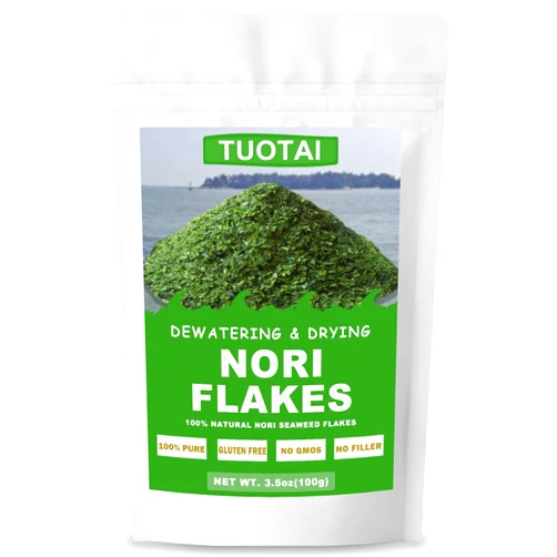 TUOTAI Raw Nori Flakes, Green Nori Seaweed Flakes, 100% Pure Seaweed Flakes, Vegan, No Additives, No Gmo