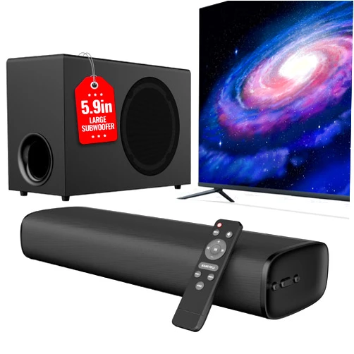 Vibeadio Upgraded Sound Bar for TV with 5.9inch Big Powerful 110W Subwoofer, Deep Bass, Bluetooth 5.4, ARC/Optical/AUX/Bluetooth Connect, Surround Sound System for PC/Gaming/Projectors/Gift