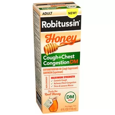 Robitussin Adult Honey Cough + Chest Congestion DM Liquid - 4 oz, Pack of 2