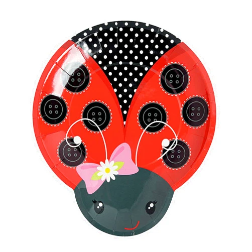 Fun Express - Little Ladybug Dinner Plates for Birthday - Party Supplies - Print Tableware - Print Plates & Bowls - Birthday - 8 Pieces