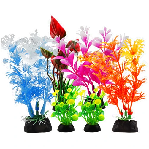 PietyPet Aquarium Decorations Plants, 6pcs Aquarium Decor Plants, Colorful Fish Tank Accessories, Mini Fish Tank Plants Plastic Decoration for Aquariums