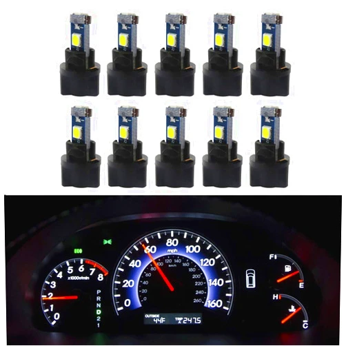 WLJH Canbus Super Bright 3030 Chip PC74 Twist Lock Socket T5 2721 73 74 Led Bulb Car Automotive Instrument Cluster Light Gauge Dash Dashboard Indicator Panel Lights Lamp 12V White 6000K - 10 Pack