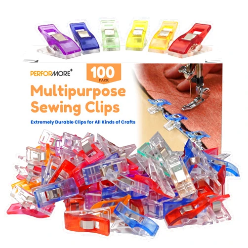 Performore Magik Clips, Multicolored, 100 Pack- Sewing Clips for Quilting and Crafts