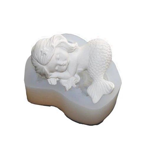 TUGMWONH Fondant Mold 1 Piece Mermaid Silicone Mold Sleeping Mermaid Tail Princess Handmade Soap Mold