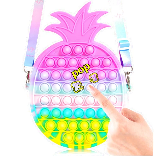 SCIONE Pineapple Pop Shoulder Bag for Girls, Valentine Day Gifts Sensory Stress Release Fidget Toy Back to School Supplies, Kids Birthday Classroom Exchange Gifts Easter Basket Stuffer