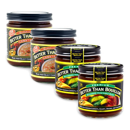 Better Than Bouillon Lobster Base 8 oz & Seasoned Vegetable Base 8 oz (4 Pack; 2 each)
