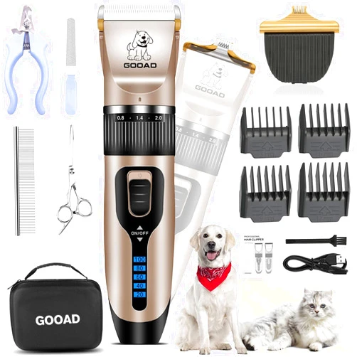 Gooad Dog Clippers Grooming Kit and Paw Trimmer,Cordless,Low Noise, Electric Quiet,Rechargeable, Dog Trimmer Grooming Tool, Pet Hair Clippers for Thick Coats,Shaver for Small and Large Dogs Cats