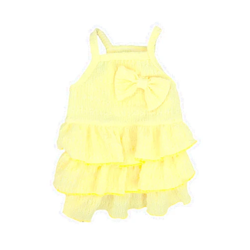 QWINEE Bow Decor Dog Dress Cute Tiered Layer Cake Dresses Cat Princess Dress Puppy Tutu Shirt Chihuahua Yorkies Pomeranian Dress Summer Pet Clothes for Small Medium Cats Dogs Kitten Yellow S