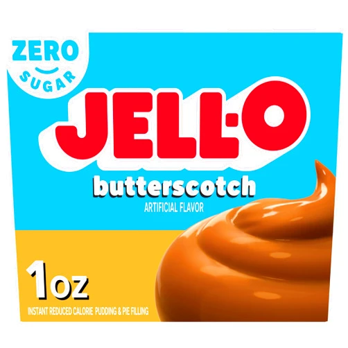Jell-O Zero Sugar Instant Pudding & Pie Filling Mix, Butterscotch Flavor, Fat Free Reduced Calorie Dessert for Baking, Pies & No-Bake Recipes, 1 oz (Pack of 24)