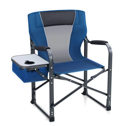 ALPHA CAMP Folding Camping Chair Directors Chair with Cooler Bag, Side Table and Drink Holder, Padded Portable Outdoor Lawn Chair Supports 350lbs