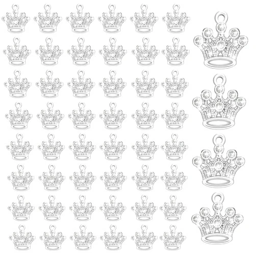 Hicarer 48 Pieces Crown Pendants Crown Charms Crystal Pendants Vintage Jewelry Crown Shape Charms for DIY Jewelry Making Accessories Craft Supplies (Elegant Style)