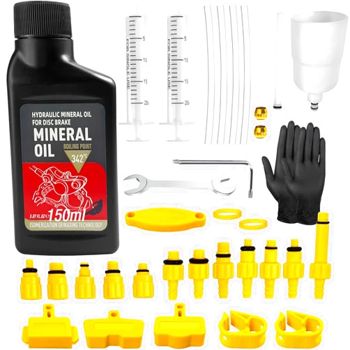 BIBOKLTIY Brake Bleed Kit, Bicycle Hydraulic Brake Bleed Kit Including 150ML Mineral Oil for Shimano,TEKTRO, TRP Hydraulic Disc Brakes