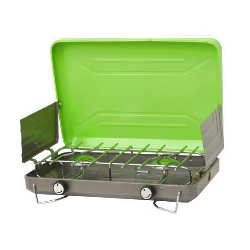 Flame King VT-101 2-Burner Portable Camping Stove Grill, Great for Outdoor Cooking, Backpacking, Compatible with 1LB Propane Gas Bottle