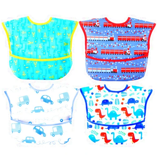 CuteBaby Baby bibs Waterproof Toddler bib - Feeding bib with Pocket for Infant Boy Girl Washable 6-24M Blue