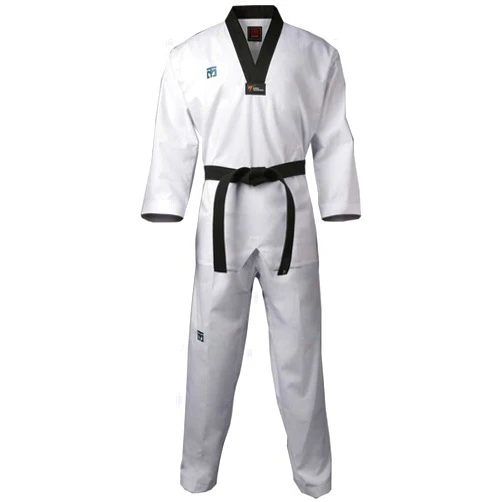 MOOTO Korea Taekwondo Challenger Uniform (Black,White V-Neck) Martial Arts Team Gym (1. Black, 170(Height:170~179cm)(5.58~5.87ft))
