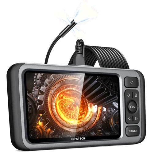 DEPSTECH Borescope, Triple Lens Endoscope Camera with Light, Audio Record, 5'' IPS Display, 1080P HD Inspection Camera for Automotive Plumbing HVAC, IP67 Sewer Camera, 16.5ft Cable, 32G Card & Case