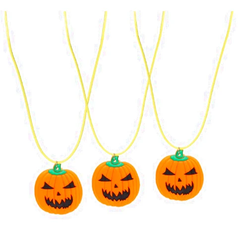 EBTOYS 3pcs Halloween Pumpkin Necklace Jack O Lantern Necklace LED Lightup Halloween Party Favors