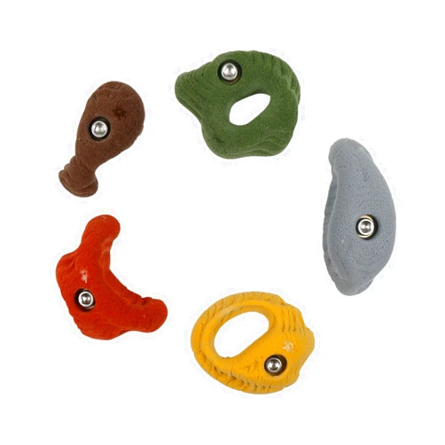 Atomik Climbing Holds Atomik Rock Climbing Holds Set of 5 Medium Bolt-On Dripstone Pinch Style Pockets in Assorted Earth Tones