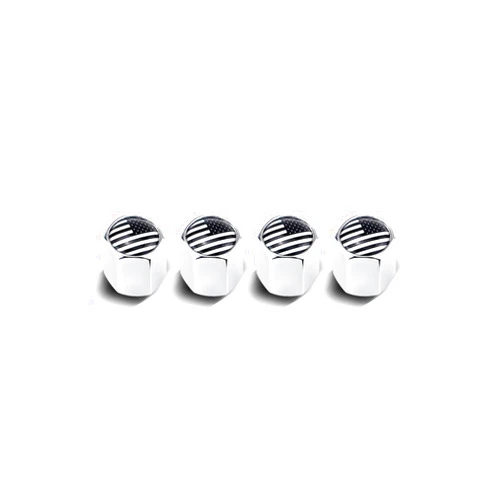 Sodcay 4 PCS Car Tire Valve Stem Caps, American Flag Sealing Tires Air Caps Cover, Tire Anti-Theft Corrosion Resistant Metal Air Cover, for Cars, SUVs, Bicycle, Trucks, Motorcycles (Black #3)