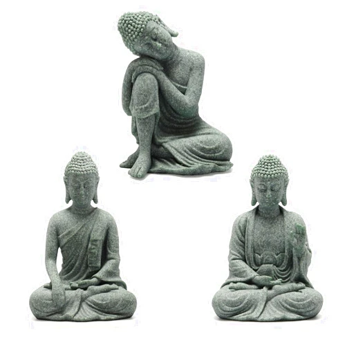 Nicunom 3 Pack Mini Buddha Statues Fish Tank Decor Accessories, Aquarium Decorations Meditating Buddha Statue Sandstone Buda Ornament for Underwater Landscaping Home Office Zen Decor