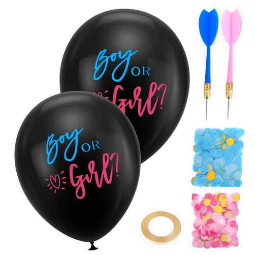 AHQiZFX Thickened Gender Reveal Balloon, 2pcs Gender Reveal Confetti Balloons with Pink and Blue Confetti, 36 Inch Black Gender Reveal Balloons for Boy or Girl, Baby Shower Gender Reveal Party Decoration Kit