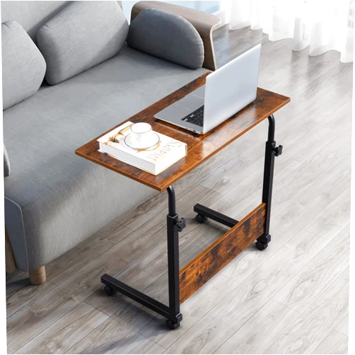 UIKJIM Mobile Standing Desk, Height Adjustable Stand Up Desk with Wheels, Storage Computer Desk for Home Office Workstation, Portable Rolling Desk Laptop Cart for Standing or Sitting, Retro