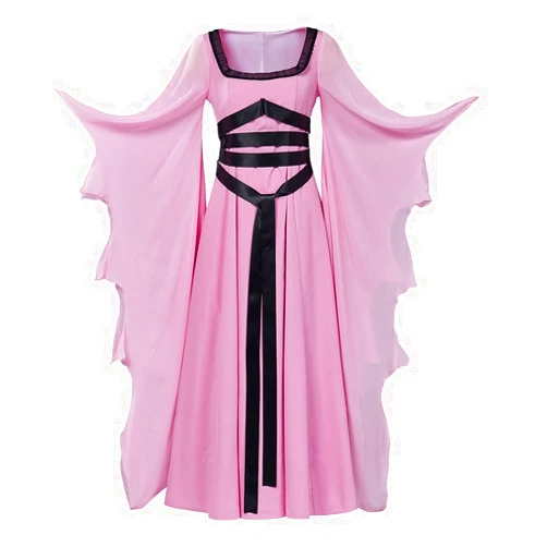 Saniplaycos Lily Munster Cosplay Costume Pink Dress Gothic Vampire Bride Dress for Women