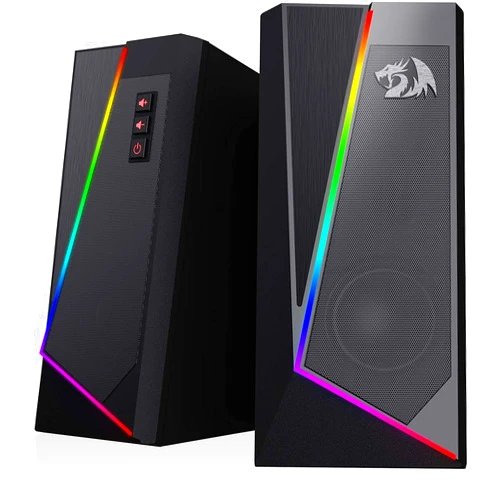 Redragon GS520 RGB Desktop Speakers, 2.0 Channel PC Computer Stereo Speaker with 6 Colorful LED Modes, Enhanced Sound and Easy-Access Volume Control, USB Powered w/ 3.5mm Cable