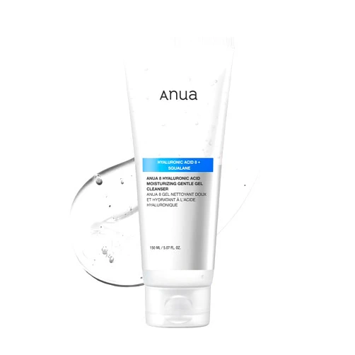 ANUA Moisturizing Gentle Gel Cleanser, Hyaluronic Acid, Squalane, Ceramide, Foaming Facial Korean Cleanser, pH Balance, Daily Hydrating Face Wash, Korean Skincare (150ml/5.07fl oz.)