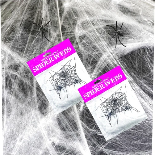 The Dreidel Company Spider Webs, Halloween Spider Webbing Decoration, Indoor & Outdoor Spooky Party Favor Supplies (6-Pack)