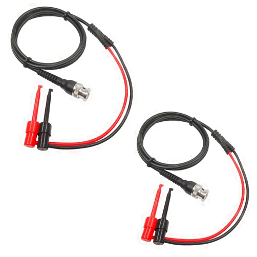 Amadget BNC to Mini Test Hook Clips Dual Hook Test Probe Cable Leads 120CM with Two Mini Probes Ended 500V 5A IC Test Hook (Pack of 2)