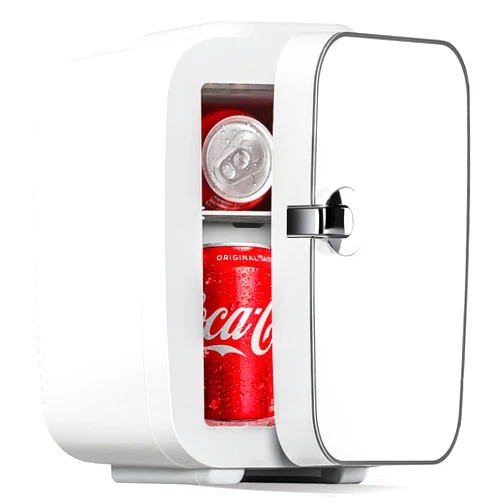 Zibbizo Upgraded Mini Fridge Small Portable Refrigerator for Skincare, Bedroom, Dorm, Office, Car, Compact 4L/6 Can Cooler & Warmer for Food, Drinks, White