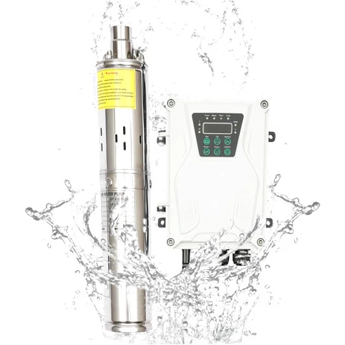 QUSKLISU Pump Max Head 100m/ 328ft+MPPT Solar Water Pumps, 24V 270W Stainless Steel 3in Deep Well Submersible Pump Kit for Home and Industrial Use Farm Garden Agricultural Irrigation