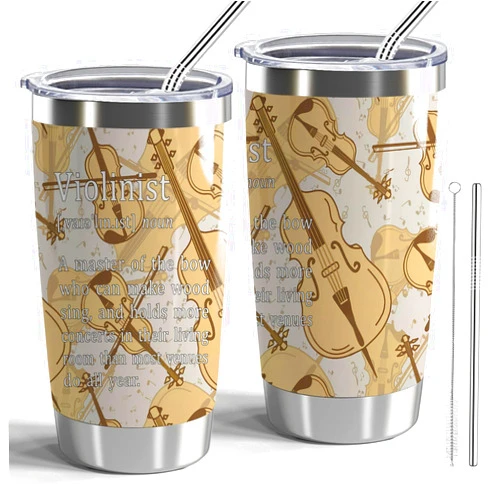 CWEGSJ Violinist Gift Violinist Definition 20oz Stainless Steel Insulated Tumblers with Lid and Straw Violin Player Gifts Violin Lovers Gift (Tum-Violinist Definition)
