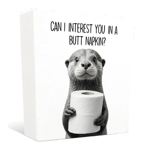 Nrleey Funny Otter Bathroom Decor - Otter Gifts Wooden Box Sign, Funny Bathroom Decor, Otter Gifts, 5 X 5 Inches
