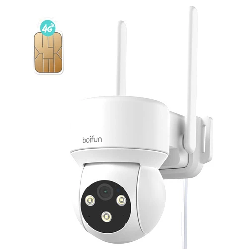 BOIFUN 4G LTE Cellular Security Cameras Wireless Outdoor, 2K No WiFi Security Camera, 360° View, 2 Way Talk, Smart Motion Detection, Color Night Vision(Continuous Power Required & Wi-Fi Not Supported