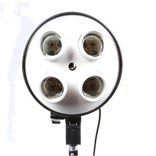 FocusFoto 4-in-1 E27 Base Socket Splitter Light Lamp Bulb Head Adapter Umbrella Holder with Two On/Off Switches Control for Photo Studio Softbox