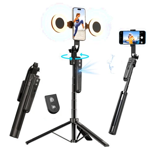 yAyusi Extendable Auto Face Tracking Tripod 360° Rotation with Light, No App, 70.9