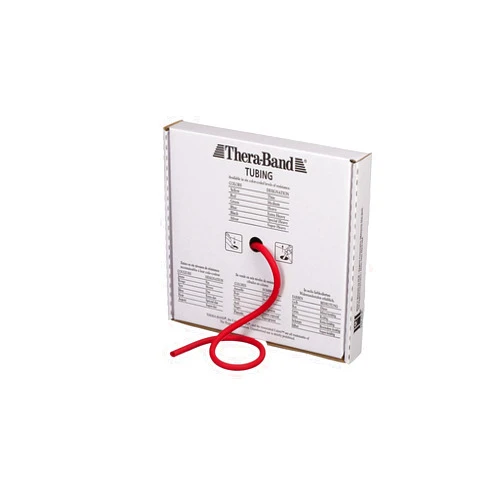 THERABAND Resistance Tubes, Professional Latex Elastic Tubing For Upper & Lower Body, Core Exercise, Physical Therapy, Lower Pilates, At-Home Workouts, & Rehab, 25 Foot, Red, Medium, Beginner Level 3