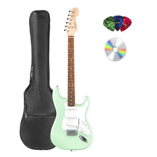 Fender Squier Stratocaster Electric Guitar - Surf Green Bundle with Gig Bag, Picks, and Austin Bazaar Instructional Video