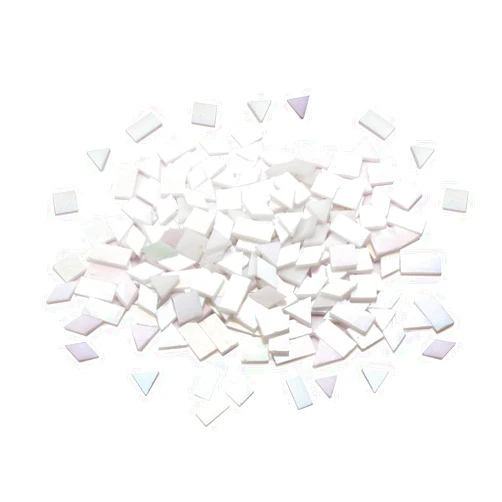 Lanyani Glass Mosaic Tiles for Art Crafts,4 Shapes Mixed Tiffany Stained Glass Pieces,200 Pieces,Square/Rectangle/Diamond/Triangle,Iridescent White
