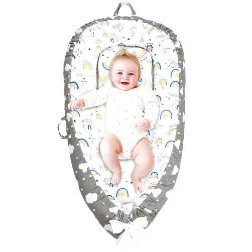 Mestron Baby Nest for Baby 0-12M, Newborn Lounger Cover Bassinet Mattress Cover, Adjustable Soft Floor Seat Cover for Baby Girls & Boys (RB)