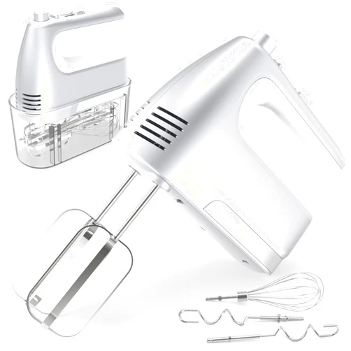Yalame Hand Mixer Electric, 5-Speed 400W Motor, Hand Mixer Electric Handheld, Mixer Electric Handheld with Turbo Boost & Storage Case, 2x Flat Beaters, 2x Dough Hooks, 1x Whisk for Baking (Silver)