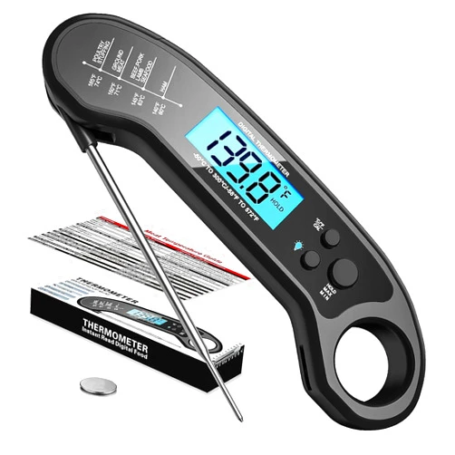 ROUUO Meat Thermometer Digital, Instant Read Meat ThermometerI for Grill and Cooking, Waterproof Food Thermometer for Kitchen and Outside, BBQ, Turkey, Candy, Liquids, Beef