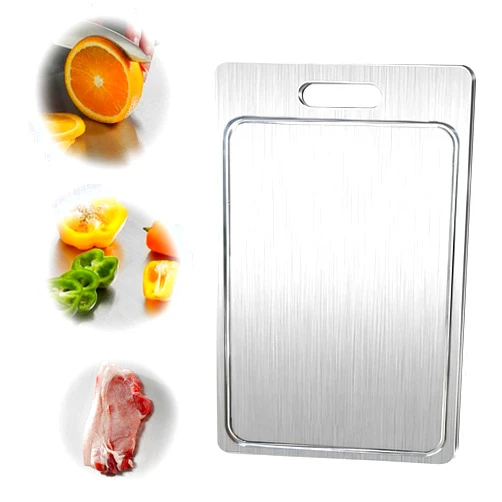 IGRARK New Titanium Cutting Board with Grooves, Cutting Boards For Kitchen, Double-Sided Food-Grade Titanium Cutting Board For Cutting Meats, Fruits And Vegetables (9.84x5.9in)