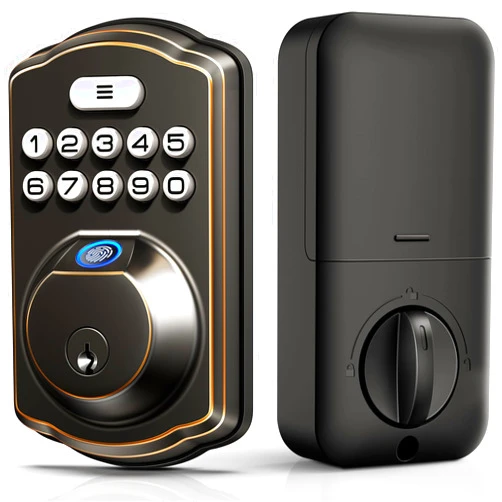 Veise Fingerprint Door Lock, Keyless Entry Door Lock, Electronic Keypad Deadbolt, Biometric Smart Locks for Front Door, Auto Lock, Anti-Peeking Password, Easy Install, Oil Rubbed Bronze
